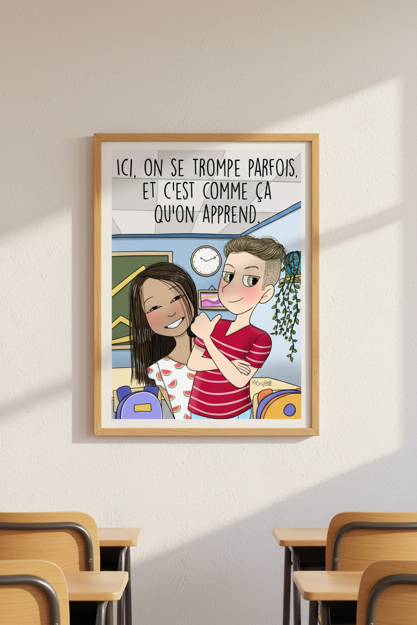 Poster "Ici, on se trompe parfois et c’est comme ça qu’on apprend" – Un cadeau pour célébrer l’apprentissage !