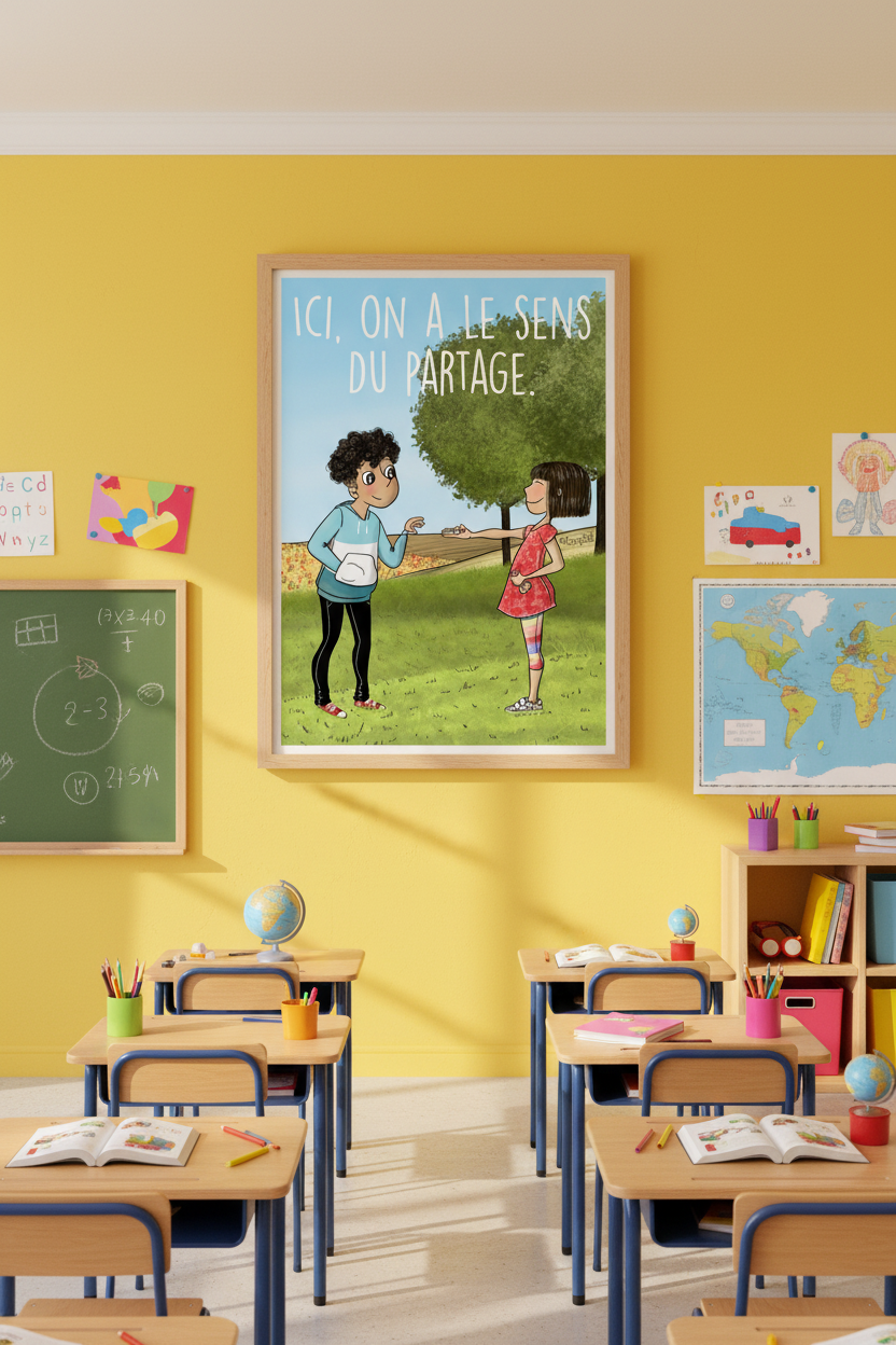 Poster "Ici, on a le sens du partage" – Un cadeau généreux pour célébrer l’Esprit de solidarité !