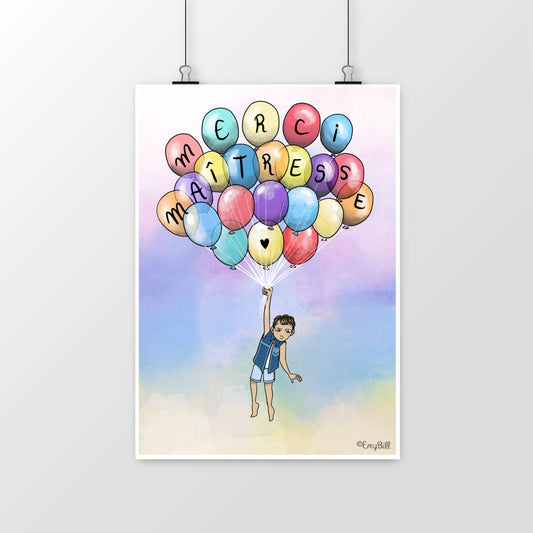 Affiche/Poster Merci Maîtresse (petit garçon)