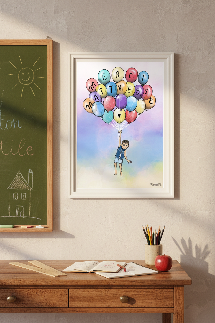 Poster "MERCI Maîtresse" – Le cadeau touchant et pour dire MERCI à votre enseignante ! (version garçon)