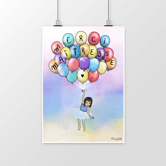 Affiche merci maîtresse colorée – Boutique Emy Bill