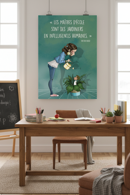 Poster "Les Maîtres d'école sont des jardiniers en intelligences humaines" – Un cadeau inspirant pour célébrer les enseignants !