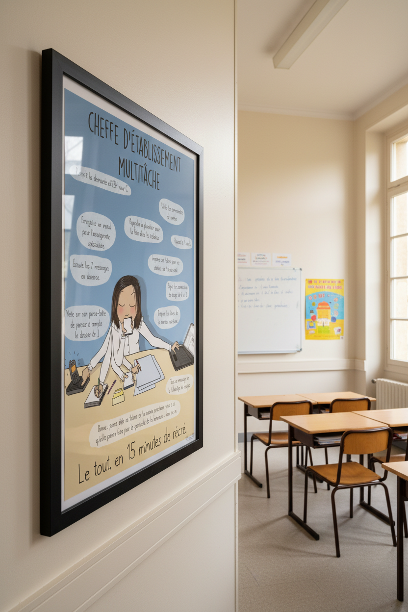 Poster "Cheffe d'établissement multitâche" – Un cadeau humoristique pour dire MERCI !
