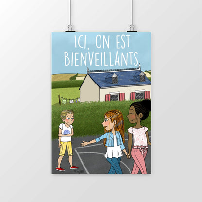 Poster Ici, on est bienveillants – affiche cadeau enseignant | Boutique Emy Bill