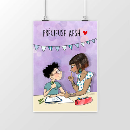 Poster Précieuse AESH – affiche cadeau enseignant | Boutique Emy Bill