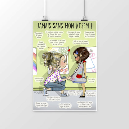 Poster Jamais sans mon ATSEM – affiche cadeau enseignant | Boutique Emy Bill
