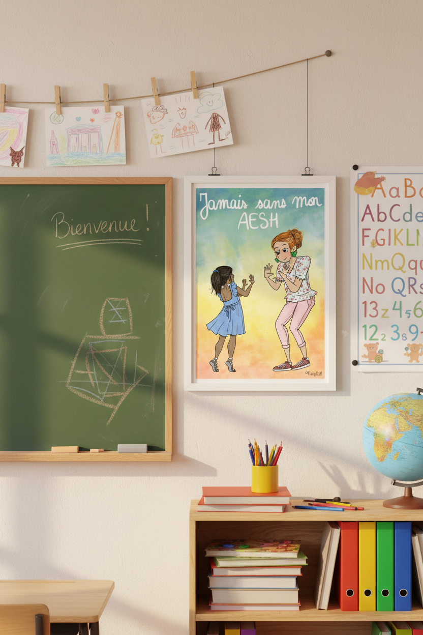 Poster "Jamais sans mon AESH" – Le cadeau complice pour célébrer une AESH !