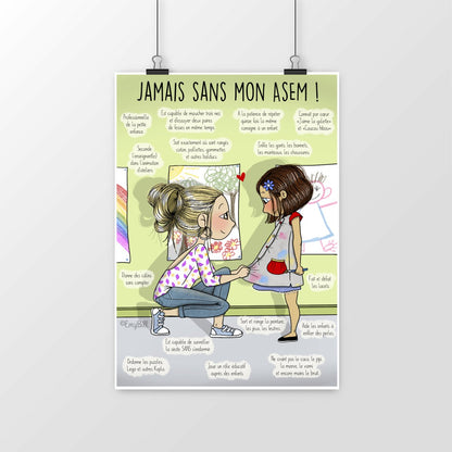 Poster Jamais sans mon ASEM – affiche cadeau enseignant | Boutique Emy Bill